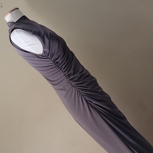 Zara Charcoal/Gray Mock Neck Ruched Draped Maxi Dress - size Large - Picture 9 of 14